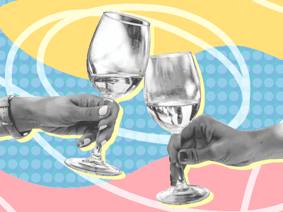 Wine glasses clinking