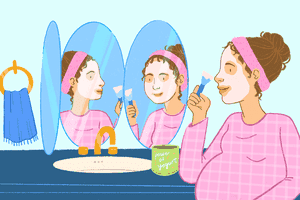 孕妇戴口罩的插图