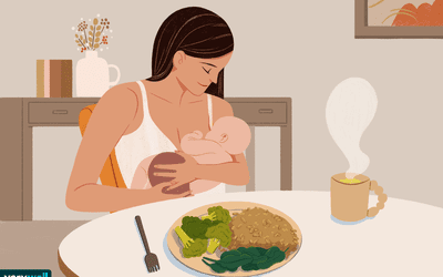 女性在餐桌上哺乳
