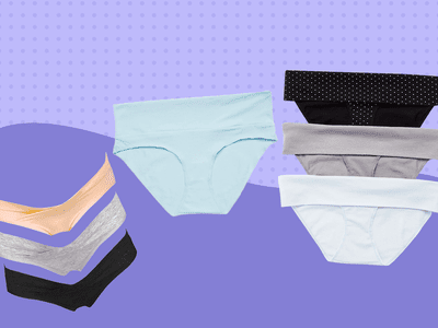 Collage of maternity underwear we recommend on a purple background