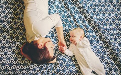 Mom and baby looking at each other