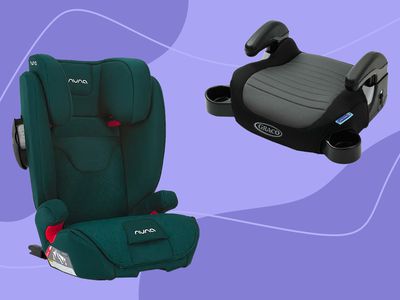 Forward-facing car seats we recommend on a purple background