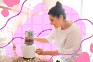 Woman making baby food