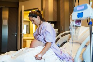 Woman in delivery room