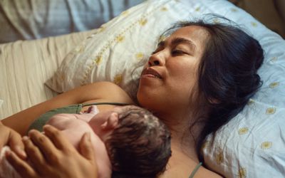 new mom holding baby