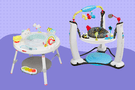 Best baby activity centers collaged against colorful purple background