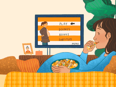 Illustration of a woman watching Juno