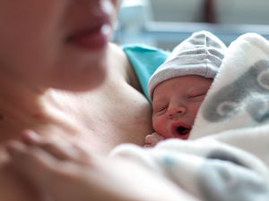 第一次母乳喂养的新生儿