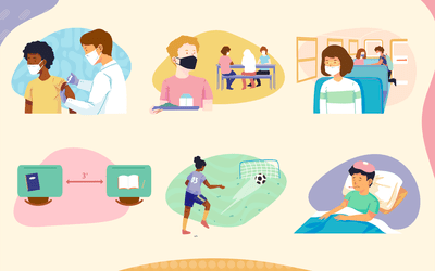 Spot illustrations of school children