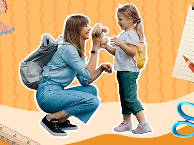 mom handing kid stuffed animal