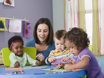 Teacher and toddlers in daycare