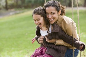 Mother and daughter on swing