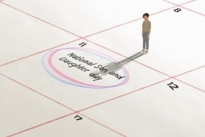 一个孩子站在日历上的插图