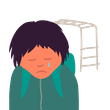 男孩因为被欺负而哭泣