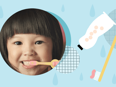 Young girl brushing her teeth