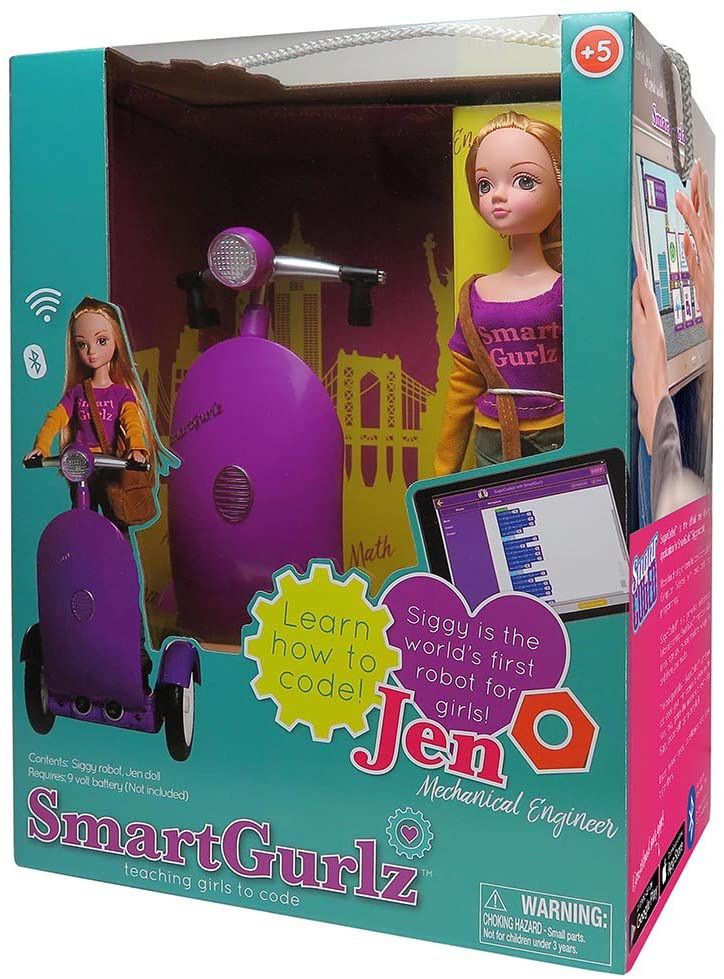 SmartGurlz女孩编程机器人，Jen在机器人踏板车