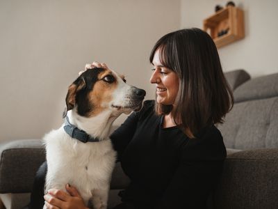 woman and dog