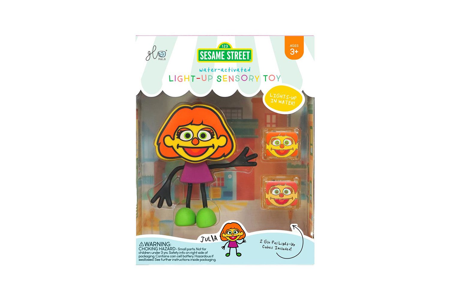 Glo Pals x芝麻街朱莉娅点亮水玩具和立方体集