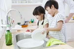 Kids doing dishes