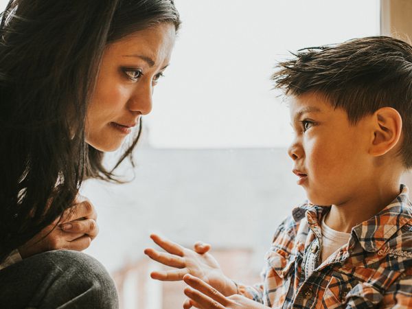Mother and child talking