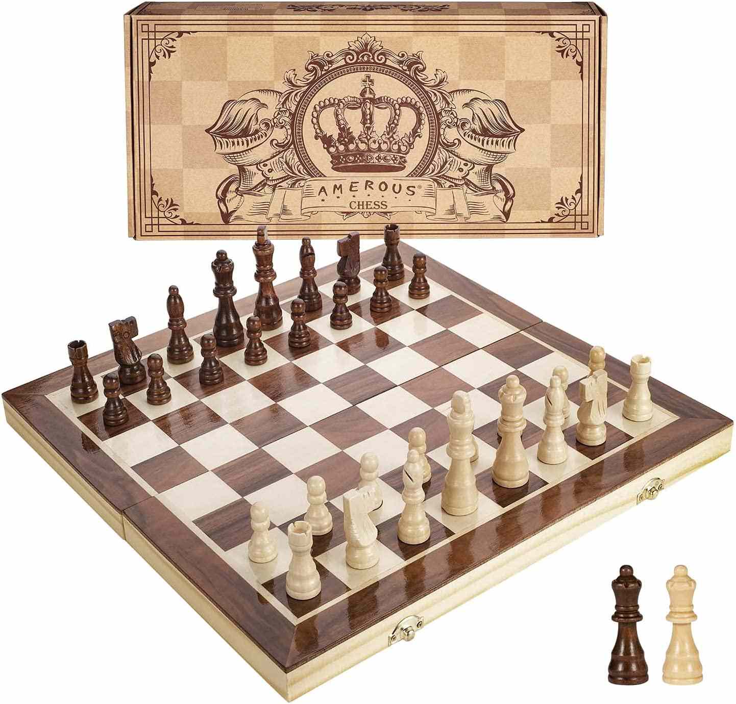 阿摩斯磁性木制国际象棋