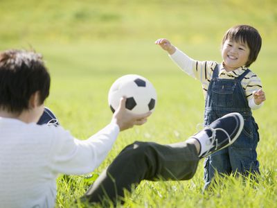 Kids playing with a soccer ball