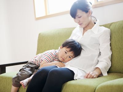 mother and son relaxed at home