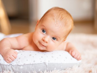 baby practicing tummy time