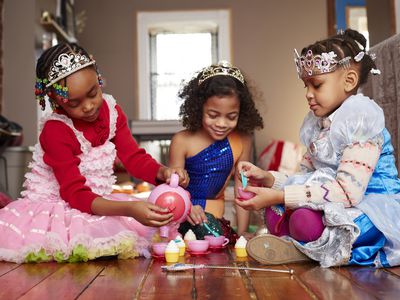 Girls playing tea party