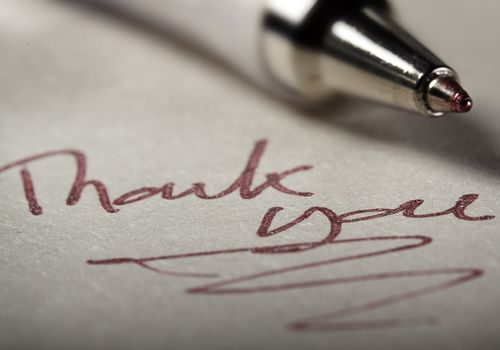 A thank you note.