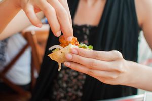 Woman handling spicy foods