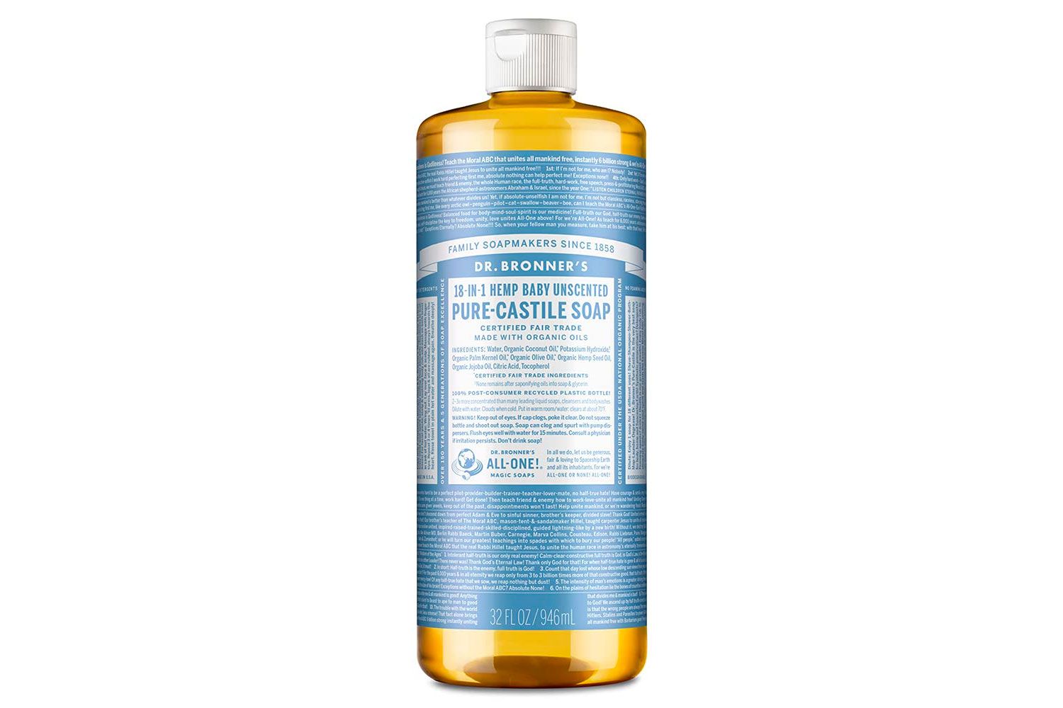 Dr. bronner<s:2> ' s纯卡斯提尔液体肥皂，无香味