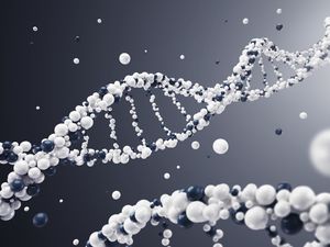 由深色背景的球体构成的DNA