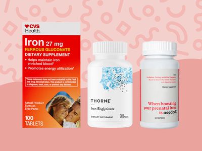 Best iron supplements for pregnancy collaged against pink patterned background