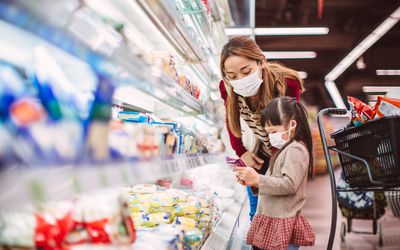 Mom and child grocery store
