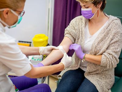 person donating plasma