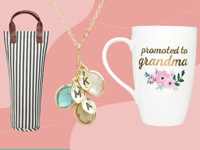 Best Mother's Day gifts for grandma collaged against colorful pink background
