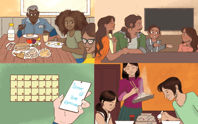 Four vignettes of family dinners