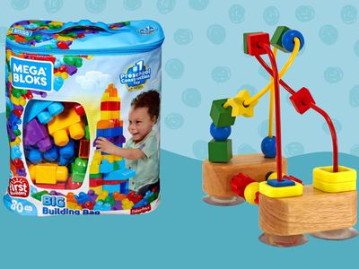 Two toys for toddlers on a blue background