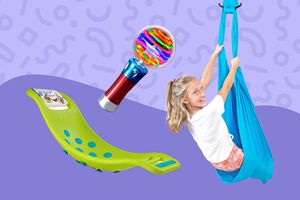 Collage of Toys we recommend for kids with autism on a purple background