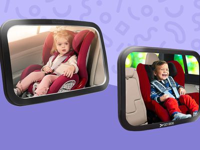 Collage of baby car mirrors we recommend on a purple background