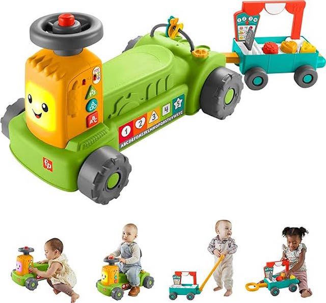 Fisher-Price Laugh & Learn 4-In-1 Farm To Market Tractor Ride-On Learning Toy For Baby & Toddlers